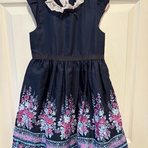 Janie & Jack size 5 Floral Navy Blue Dress